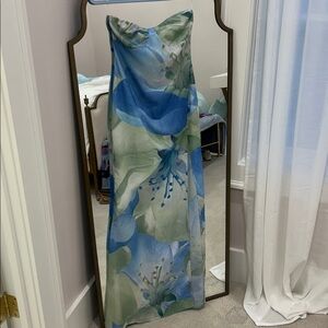 Peppermayo Strapless Dress in Blue and Green